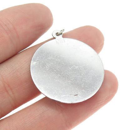 925 Sterling Silver Vintage Rhinestone Faux Pearl "Happy Birthday" Rose Pendant