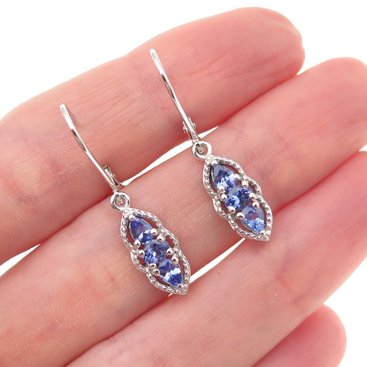 Chuck Clemency 925 Sterling Silver Real Tanzanite Dangle Earrings