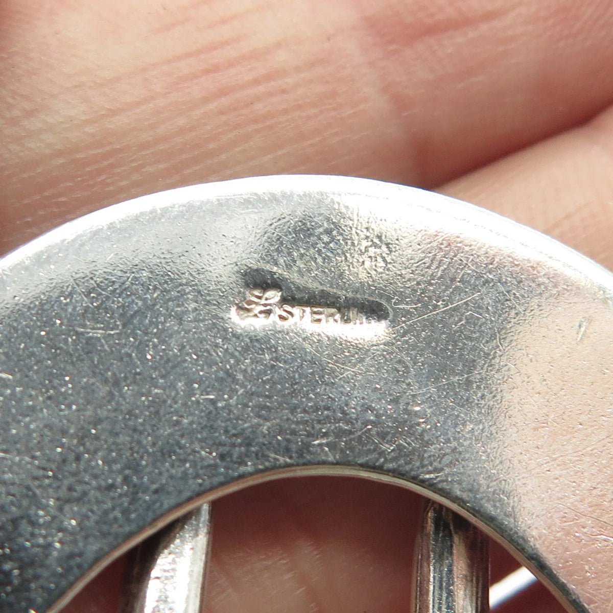 925 Sterling Silver Vintage Belt Buckle Pin Brooch
