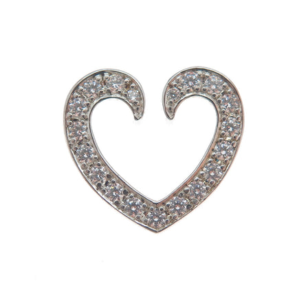 ROSS SIMONS 925 Sterling Silver Round-Cut Shaped C Z Open Heart Slide Pendant