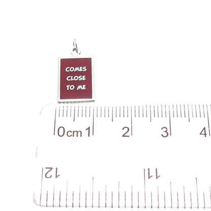 925 Sterling Silver Red Enamel Comes Close To Me Minimalist Charm Pendant