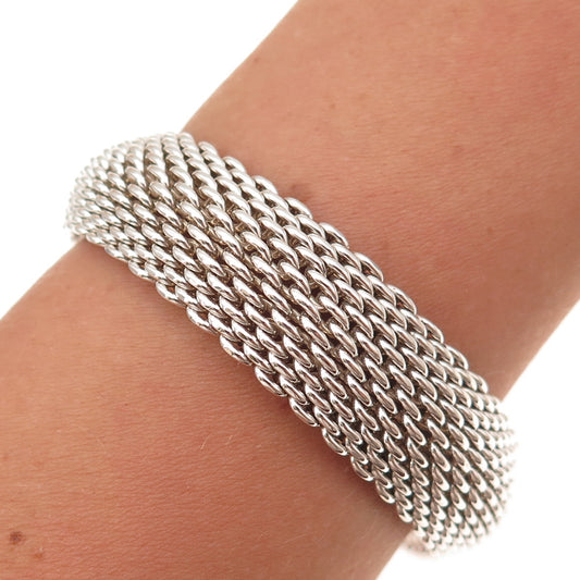 Tiffany & Co. 925 Sterling Silver Vintage Somerset Mesh Bracelet 7.75"