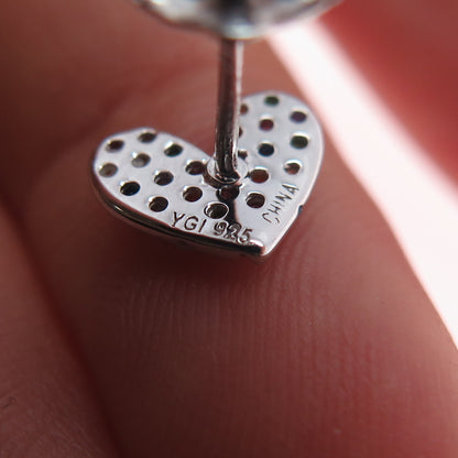 925 Sterling Silver Lab-Created Sapphire Ruby & Multi-Color C Z Heart Earrings