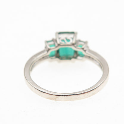 Sai 925 Sterling Silver Real Diamond & Chrome Diopside Ring Size 7