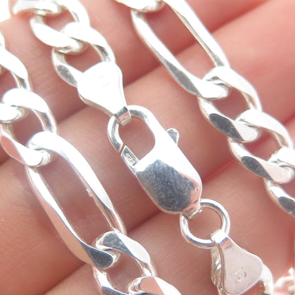 925 Sterling Silver Vintage Italy Figaro Chain Necklace 18"