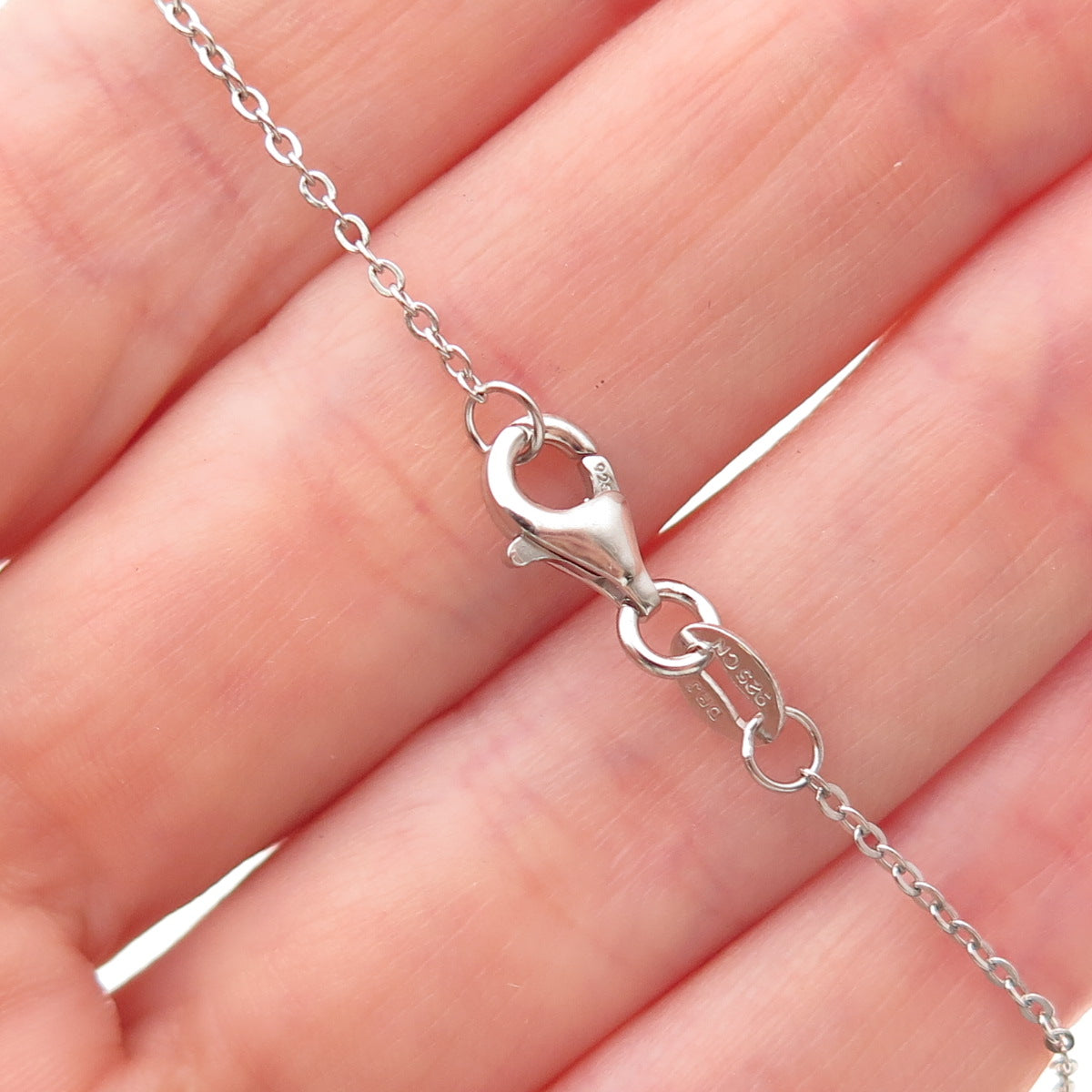 DBJ Dee Berkle 925 Sterling Silver C Z Cross Cable Chain Necklace 16-18"