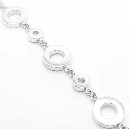 950 Silver Vintage Open Circle Link Bracelet 7.25"