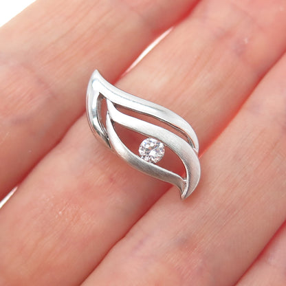 925 Sterling Silver Round-Cut C Z Petal Minimalist Slide Charm Pendant