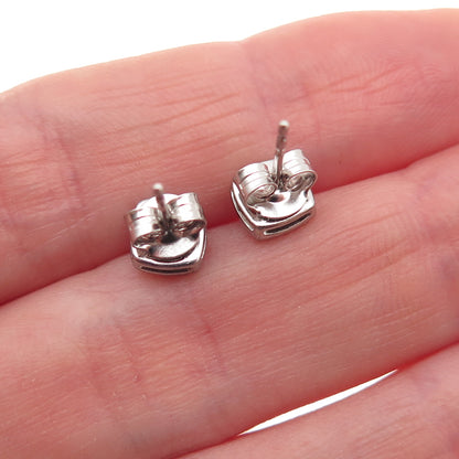 925 Sterling Silver Real Round-Cut Diamond Stud Earrings