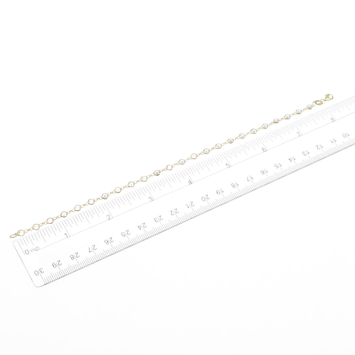 925 Sterling Silver Gold Plated Round-Cut C Z Bracelet 8.25"