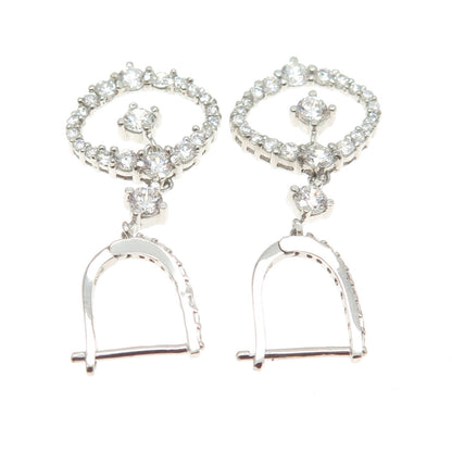 925 Sterling Silver Round-Cut Shaped C Z Dangling Earrings