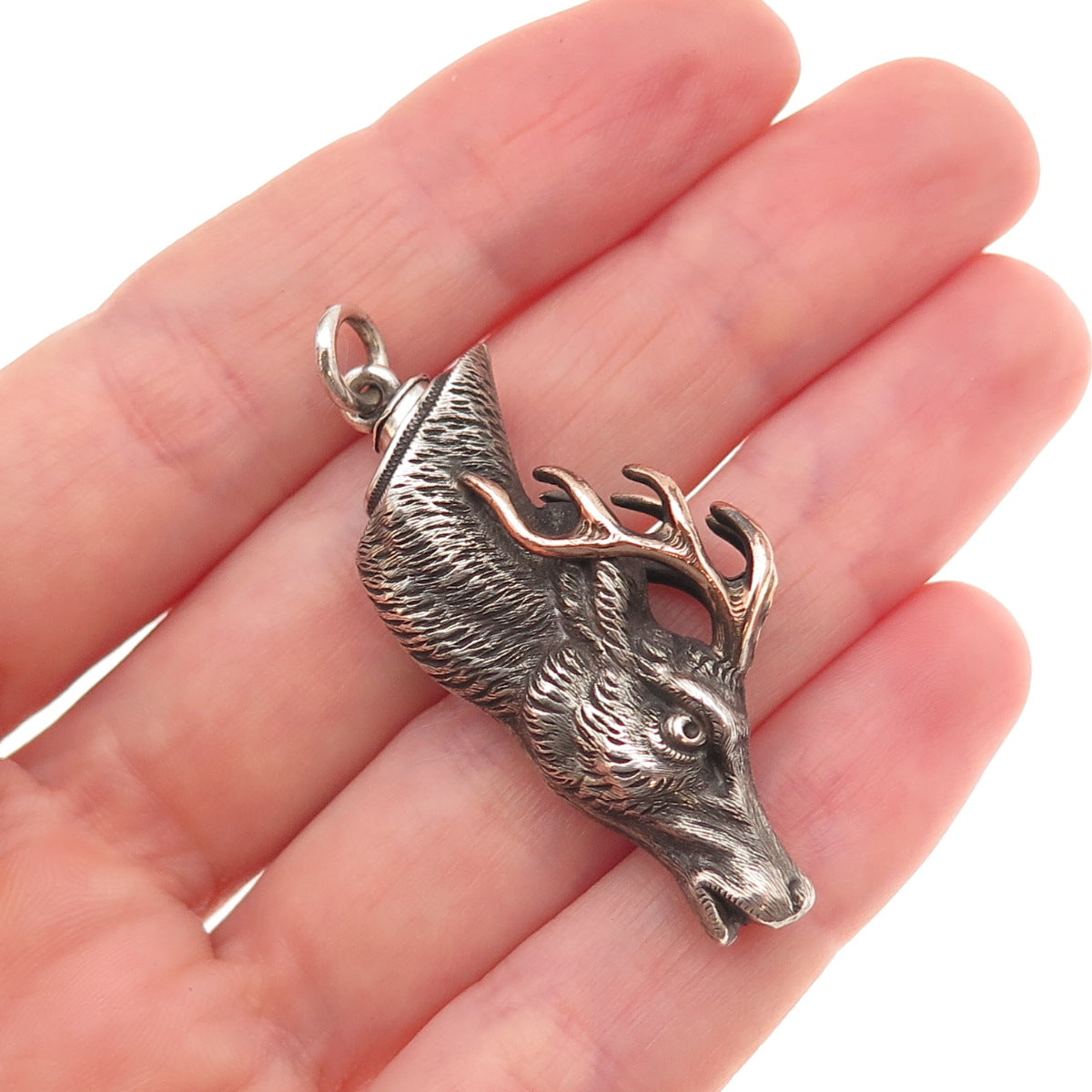 925 Sterling 2-Tone Antique Art Deco Deer Bracelet / Necklace Box Lock Clasp