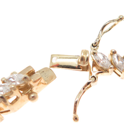 925 Sterling Silver Gold Plated Marquise-Cut C Z Tennis Link Bracelet 7"