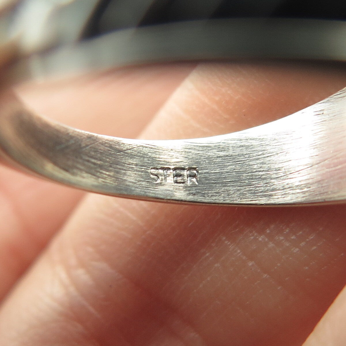 925 Sterling Silver Vintage Etched Striped Ring Size 9