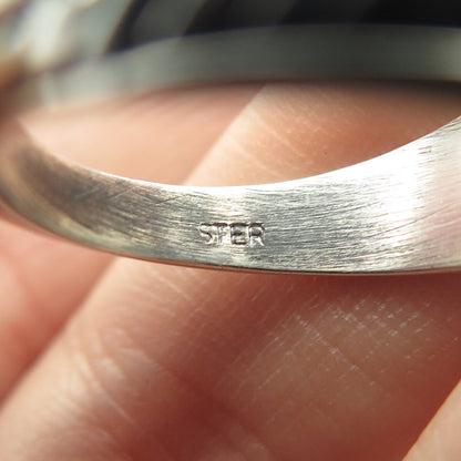 925 Sterling Silver Vintage Etched Striped Ring Size 9