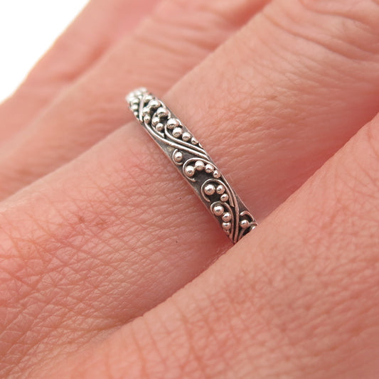Lois Hill 925 Sterling Silver Vintage Granulated Scroll Band Ring Size 7.25