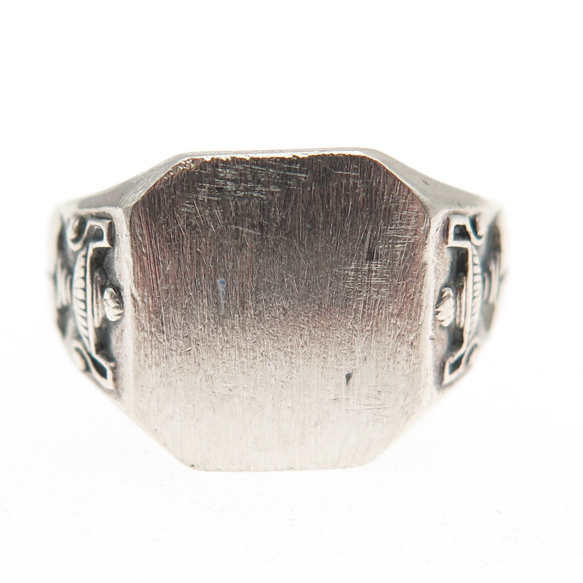 Metal Arts 925 Sterling Silver Antique Art Deco Oxidized Signet Ring Size 6