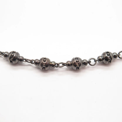 925 Sterling Silver Vintage Real Ruby Gem Station Bead Chain Necklace 28.5"