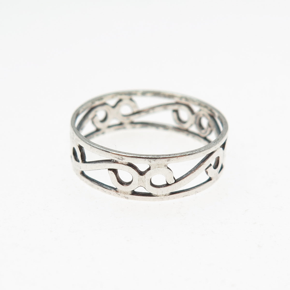 925 Sterling Silver Vintage Swirl Band Ring Size 7.25