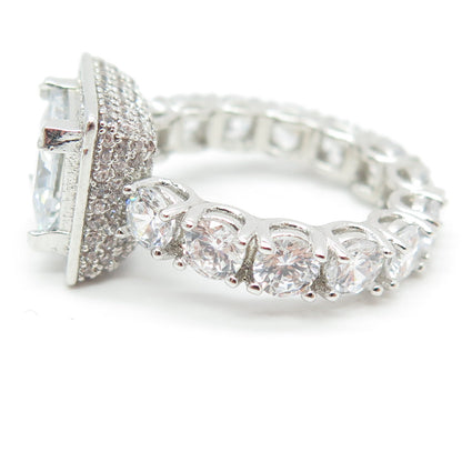 925 Sterling Silver Princess & Round-Cut Shaped C Z Ring Size 6.25