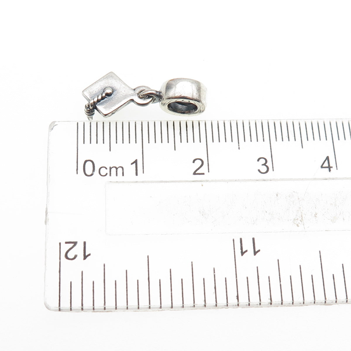 PANDORA 925 Sterling Silver Graduation Hat Oxidized Dangle Slide Charm
