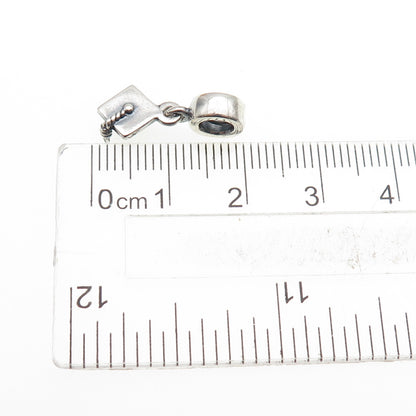 PANDORA 925 Sterling Silver Graduation Hat Oxidized Dangle Slide Charm