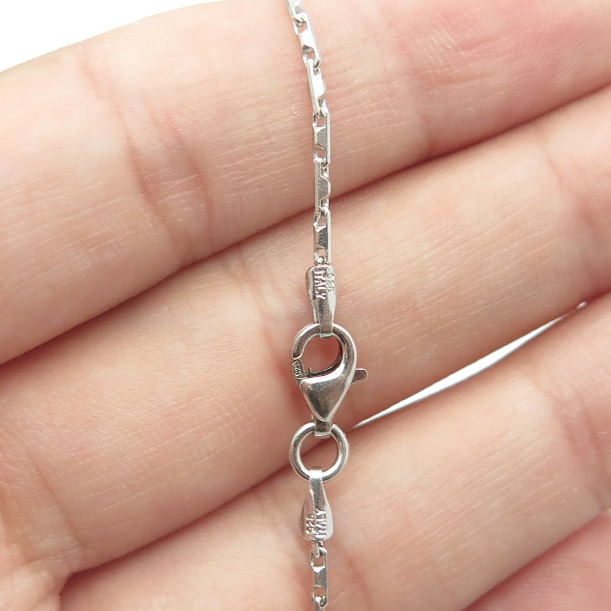 925 Sterling Silver Vintage Italy Diamond & Sapphire Katelin Chain Necklace 18"