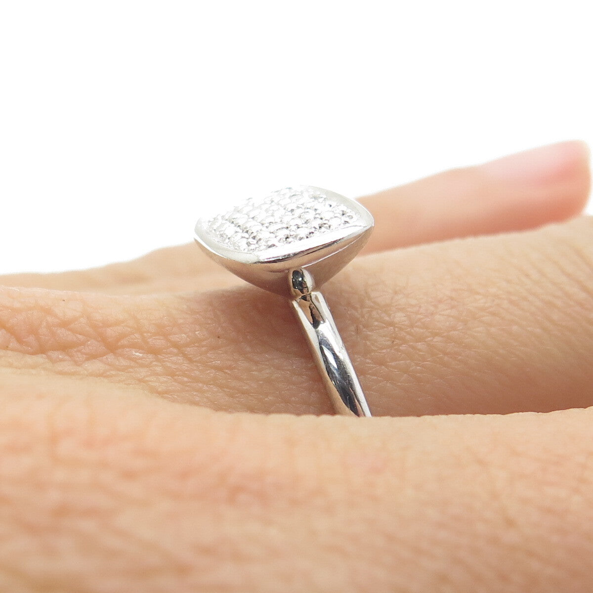 SMK 925 Sterling Silver Sparkle Ring Size 8.25