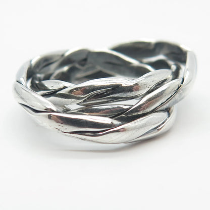 925 Sterling Silver Vintage Mexico 3-Row Twisted Ring Size 7