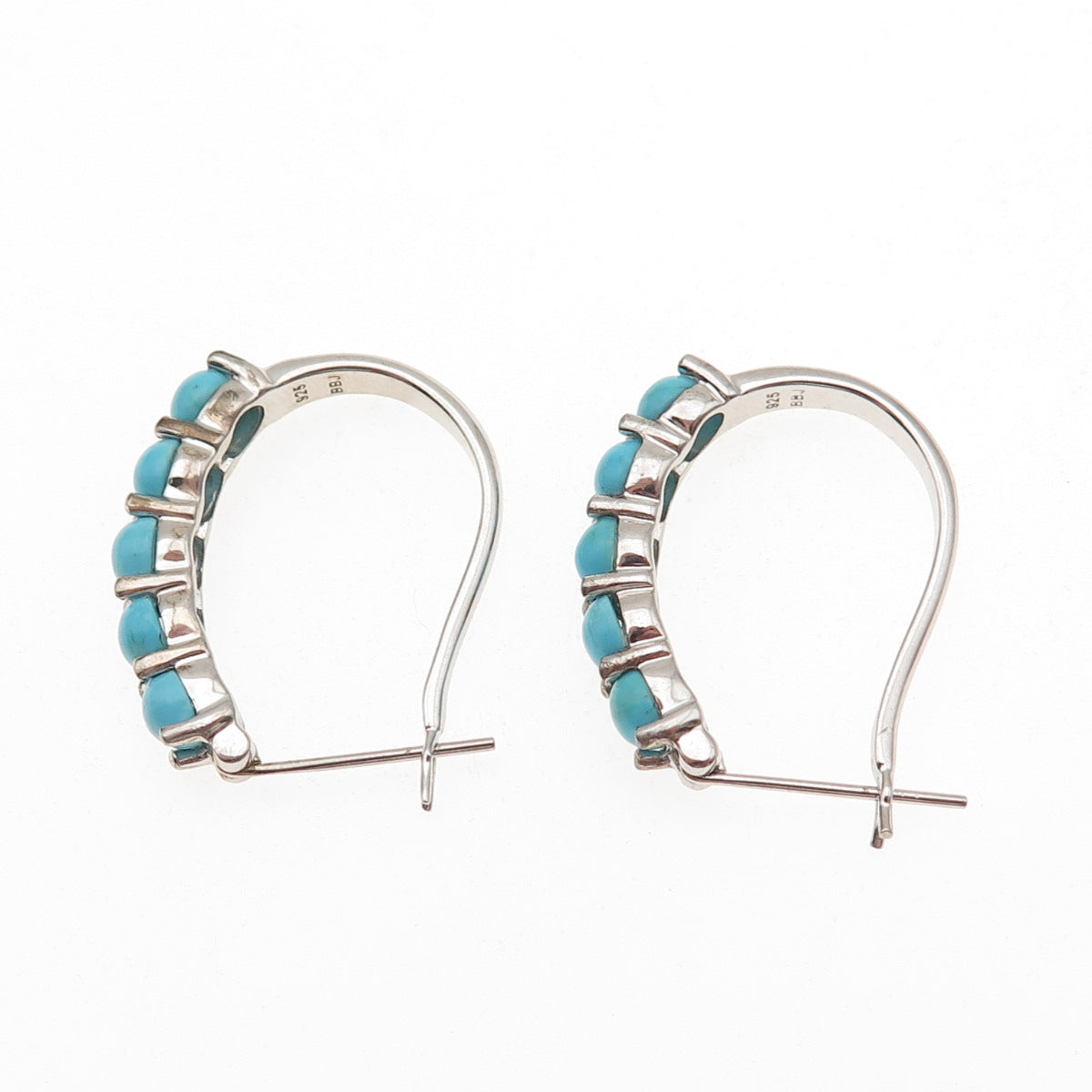 925 Sterling Silver Real Sleeping Beauty Turquoise Earrings