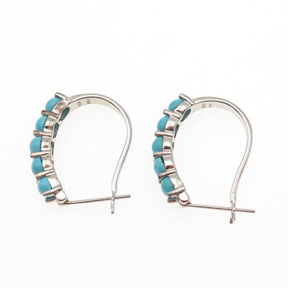925 Sterling Silver Real Sleeping Beauty Turquoise Earrings