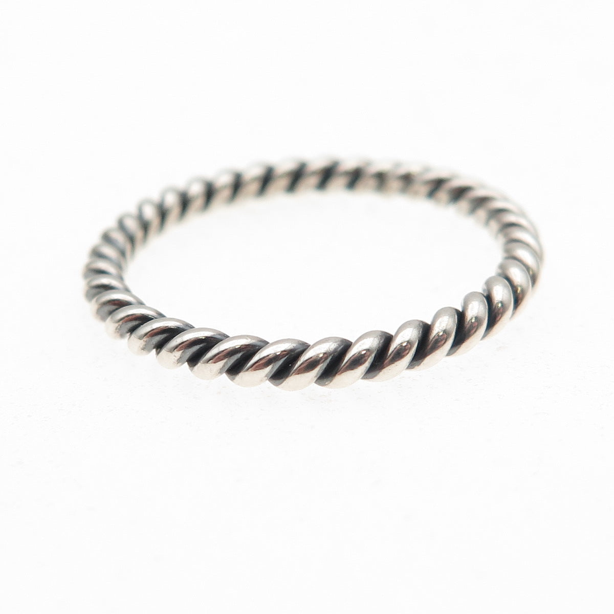 925 Sterling Silver Vintage Twisted Stackable Band Ring Size 9