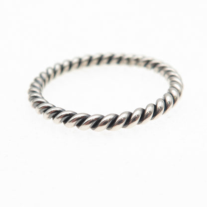 925 Sterling Silver Vintage Twisted Stackable Band Ring Size 9