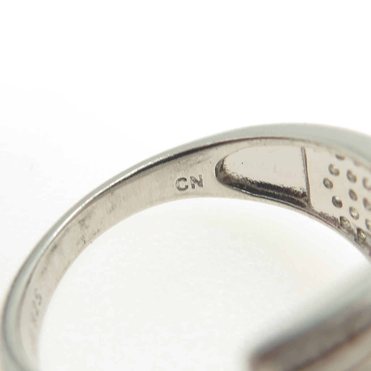 925 Sterling Silver Pave C Z Belt Buckle Ring Size 7.25