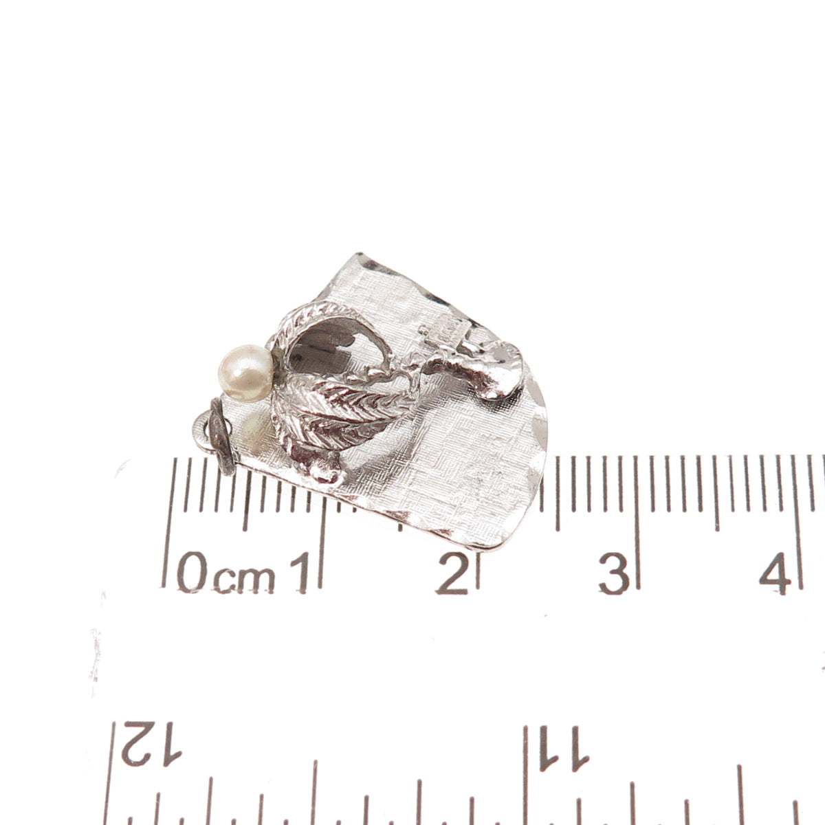 Elco 925 Sterling Silver Vintage Real Pearl Florida Palm Tree Charm Pendant