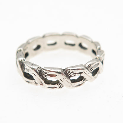 Silver Fox 925 Sterling Vintage Woven Link Band Ring Size 5.25