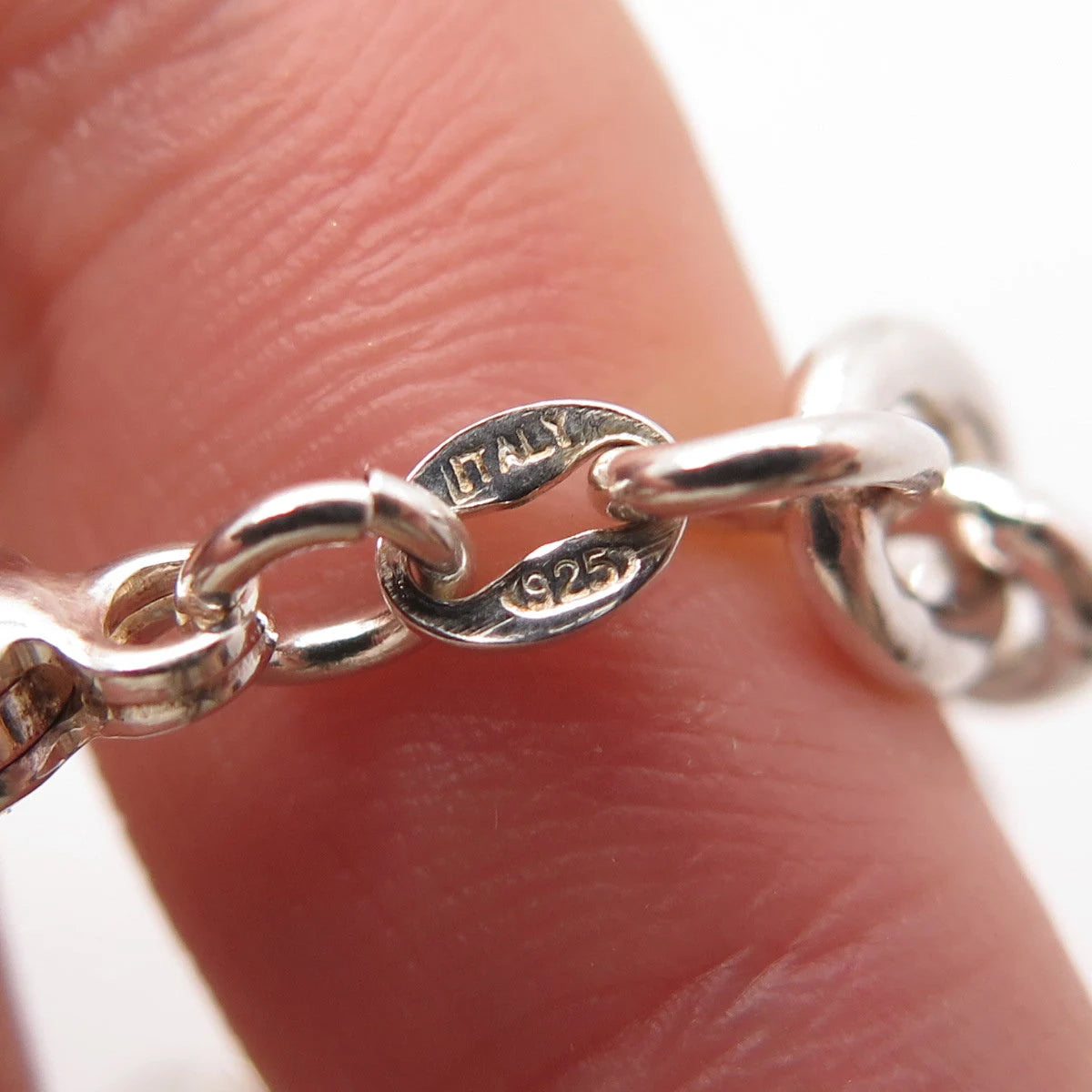 925 Sterling Silver Vintage Friendly Dolphin Rolo Link Bracelet 7"