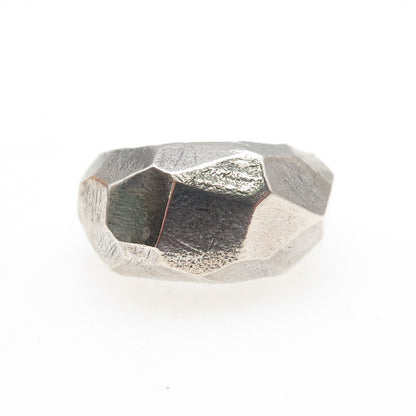 925 Sterling Silver Vintage Modernist Geometric Dome Oxidized Ring Size 6