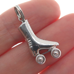 925 Sterling Silver Antique Art Deco Roller Skate Shoe 3D Charm Pendant
