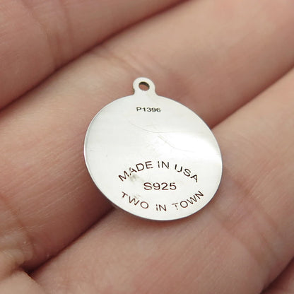 925 Sterling Silver USA Two In Town Spider Charm Pendant