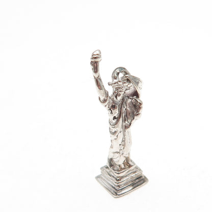 925 Sterling Silver Vintage Statue of Liberty 3D Charm Pendant