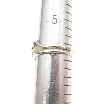 Silver Ray Navajo Old Pawn 925 Sterling 2-Tone Vintage Opal & C Z Ring Size 6