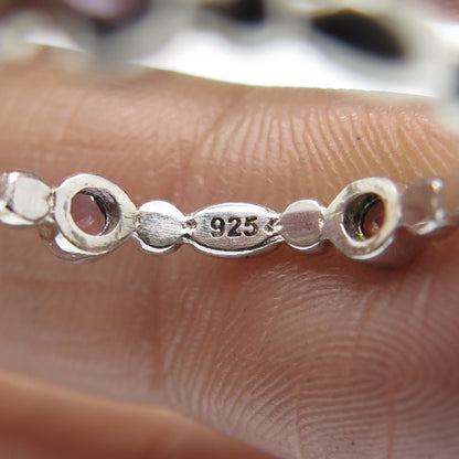 925 Sterling Silver Real Round-Cut Amethyst Gem Beaded Band Ring Size 7