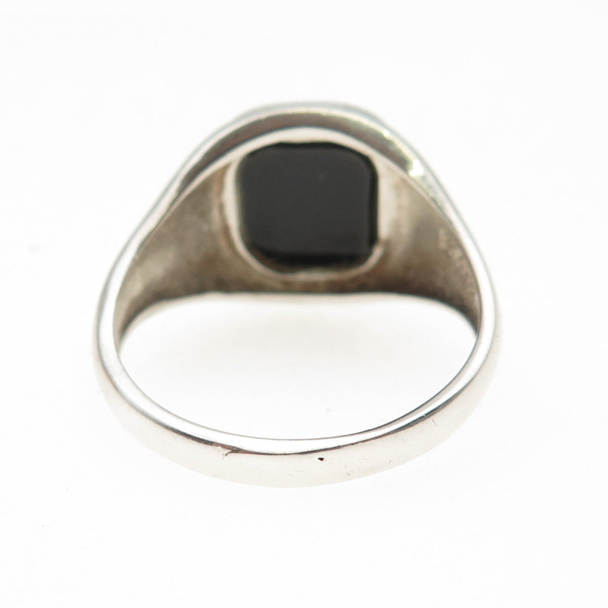 925 Sterling Silver Vintage Real Black Onyx Signet Ring Size 14.25