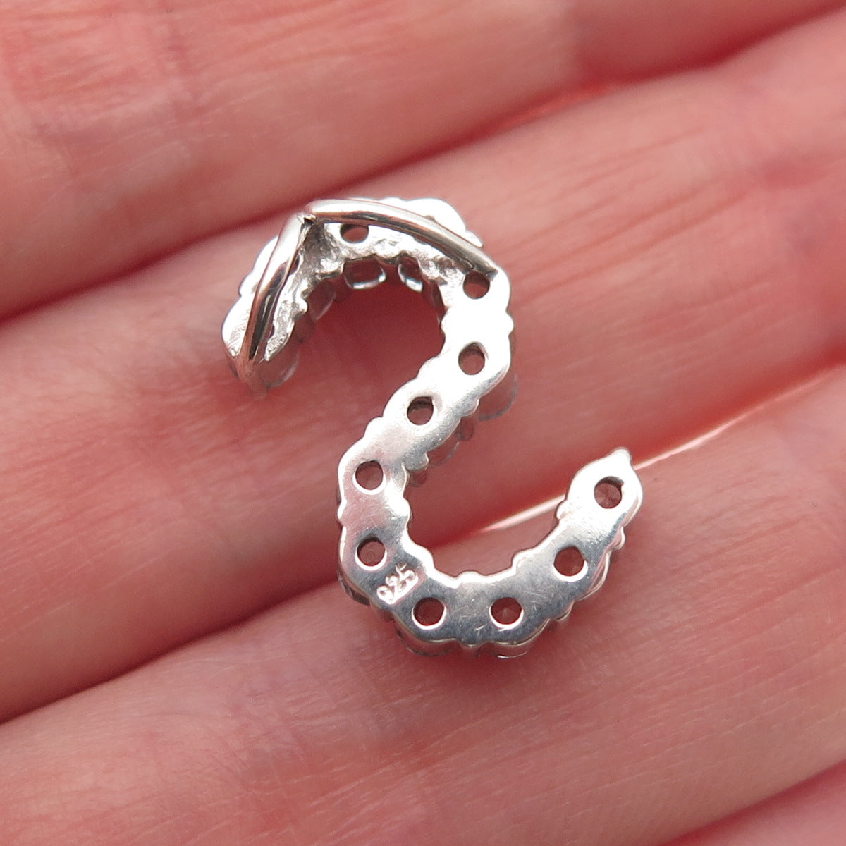 925 Sterling Silver Real Round-Cut Blue Topaz Letter S Slide Charm Pendant