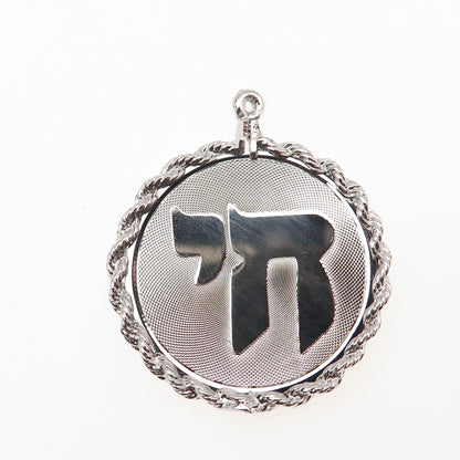 925 Sterling Silver Vintage Chai Judaica Charm Pendant