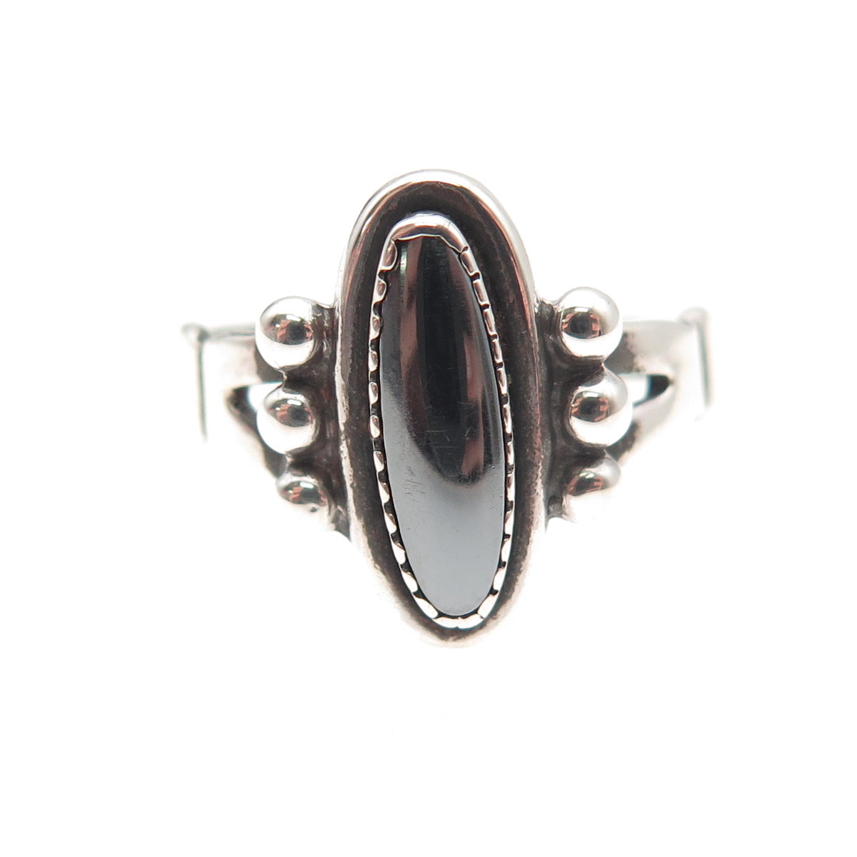 Bell Trading Post Old Pawn 925 Sterling Silver Vintage Hematite Ring Size 5.5