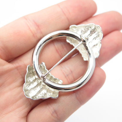 925 Sterling Silver Vintage Ribbed Modernist Pin Brooch
