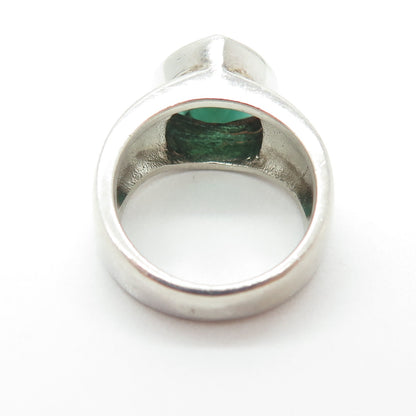 925 Sterling Silver Vintage Real Green Tourmaline Gemstone Ring Size 5.75