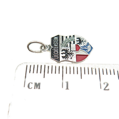 800 Silver Vintage Enamel Liechtenstein Coat of Arms Minimalist Charm Pendant